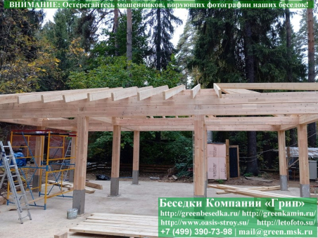 Деревянный 4-х Скатный Навес Для Машин, Авто - 3