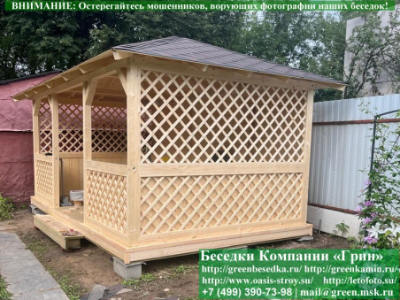 Купить закрытую летнюю беседку для дачи, дома, сада  3х5. Цены в Клине