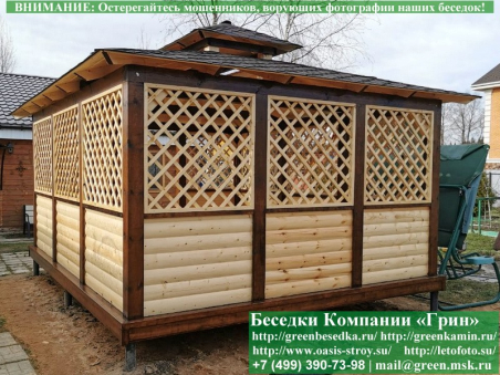 Красивая беседка из блокхауса 4х5, фото цены, купить под ключ в Клине