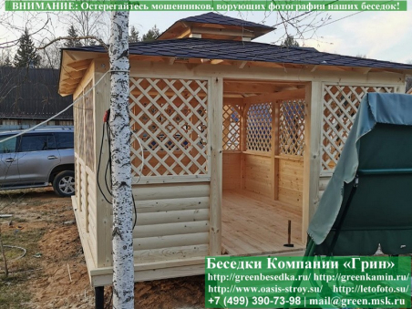 Красивая беседка из блокхауса 4х5, фото цены, купить под ключ в Клине