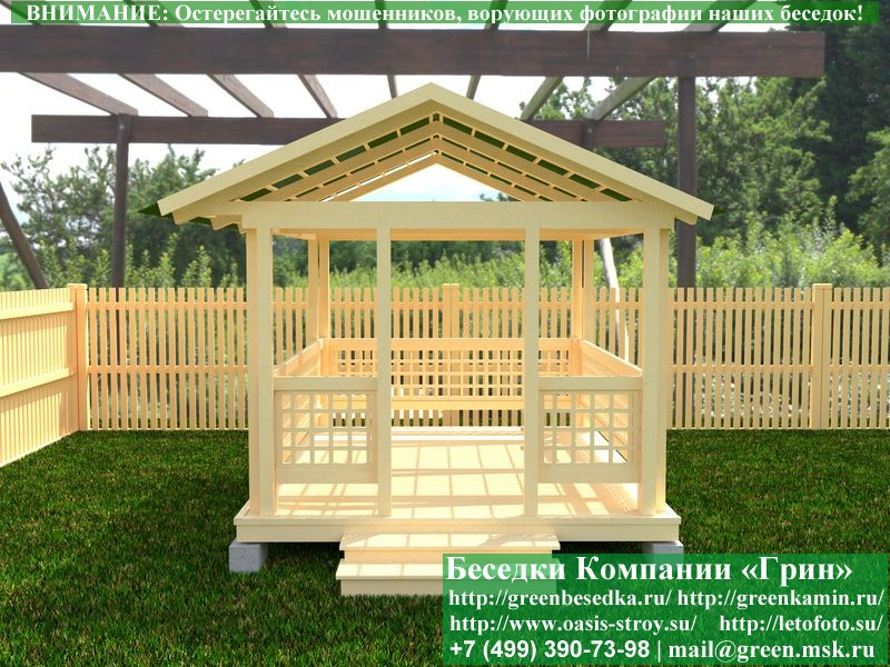 Летняя беседка с крышей из поликарбоната на дачу. Купить. Цены в Клине