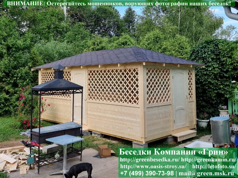 Садовая деревянная беседка для дачи 'Домик 3х6'. Купить. Цены в Клине