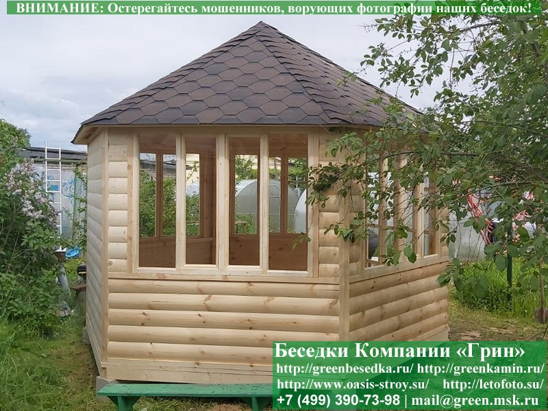 Застекленная шестигранная беседка для дачи, дома. Купить. Цены в Клине