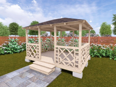Летняя Беседка Для Дачи С Косыми Квадратами 3х4 - 4