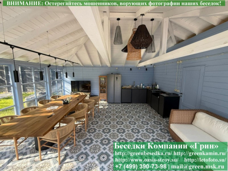 Закрытая беседка с хозблоком, панорамными окнами. Купить. Цены в Клине