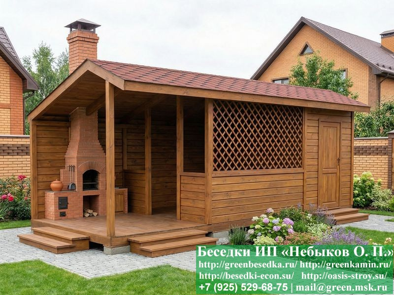 Беседка Для Дачи 'Домик С Хозблоком 3x7'. Вариант № 1 - Фото № 2