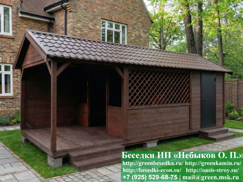Беседка Для Дачи 'Домик С Хозблоком 3x7'. Вариант № 1 - Фото № 5