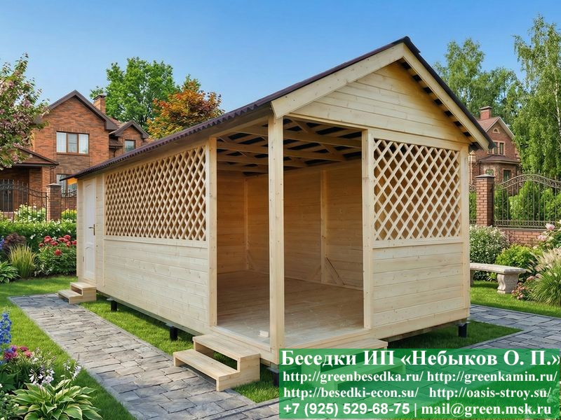 Беседка Для Дачи 'Домик С Хозблоком 3x7'. Вариант № 2 - Фото № 2