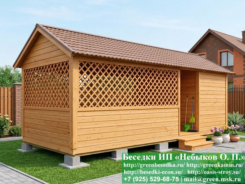 Беседка Для Дачи 'Домик С Хозблоком 3x7'. Вариант № 3 - Фото № 5