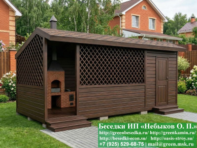 Беседка Для Дачи 'Домик С Хозблоком 3x7'. Вариант № 3 - Фото № 2 2