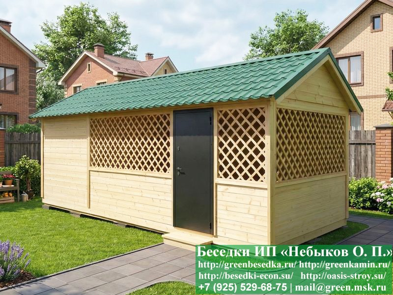 Беседка Для Дачи 'Домик С Хозблоком 3x7'. Вариант № 3 - Фото № 8