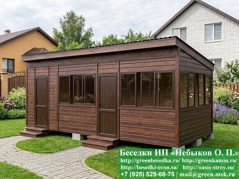 Застекленная Беседка Для Дачи С Хозблоком 3х7 - Фото № 4
