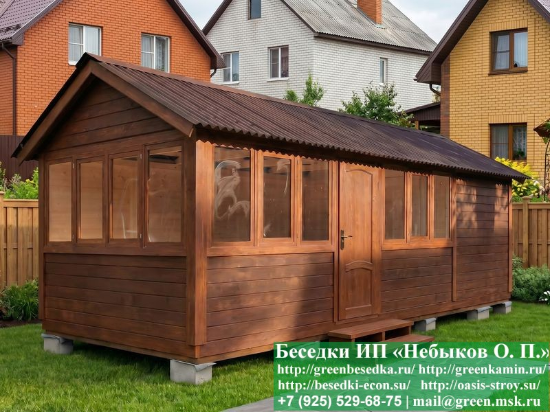 Застекленная Беседка Для Дачи С Хозблоком 3х7 - Фото № 5
